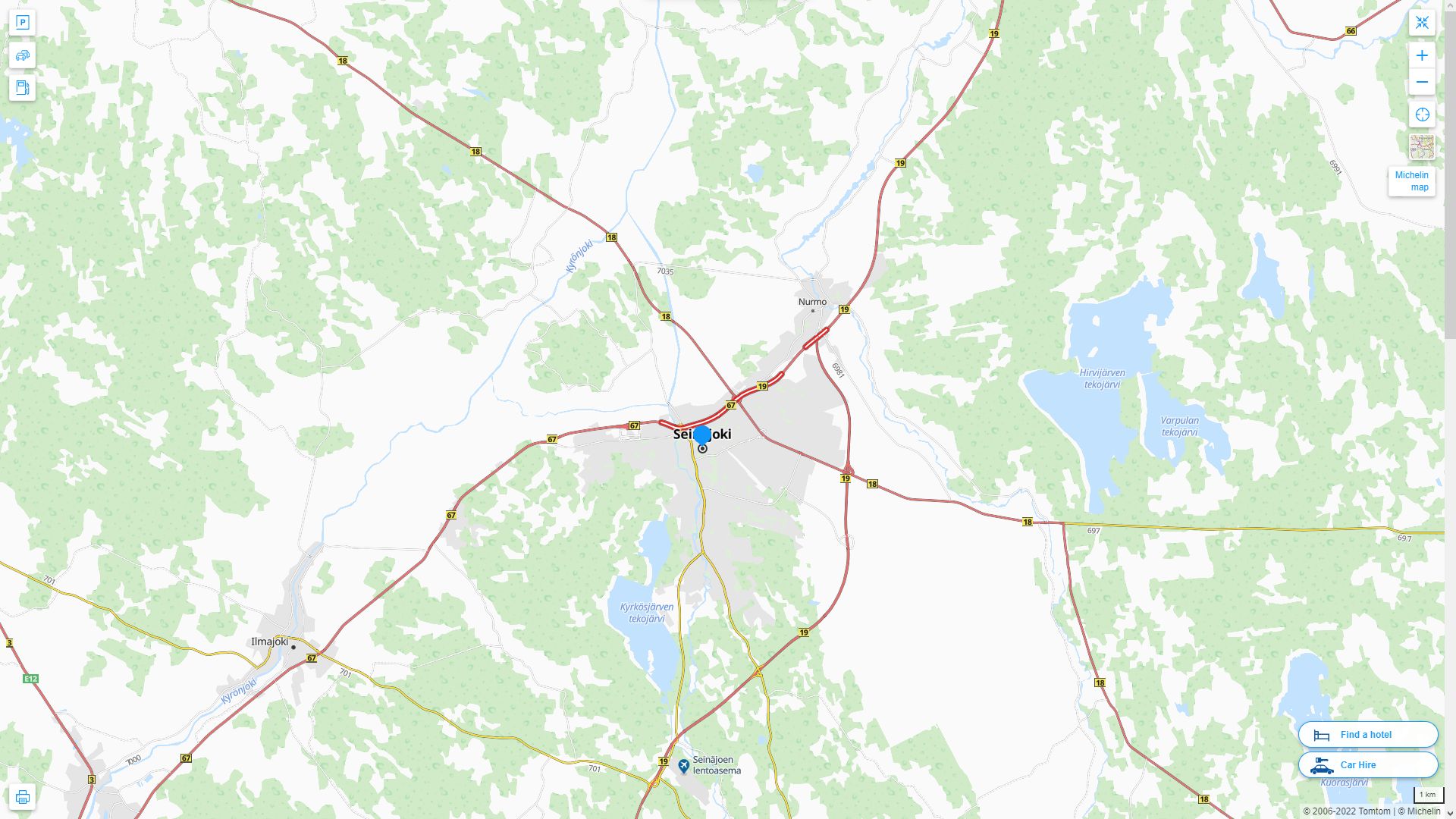 Seinajoki Finlande Autoroute et carte routiere